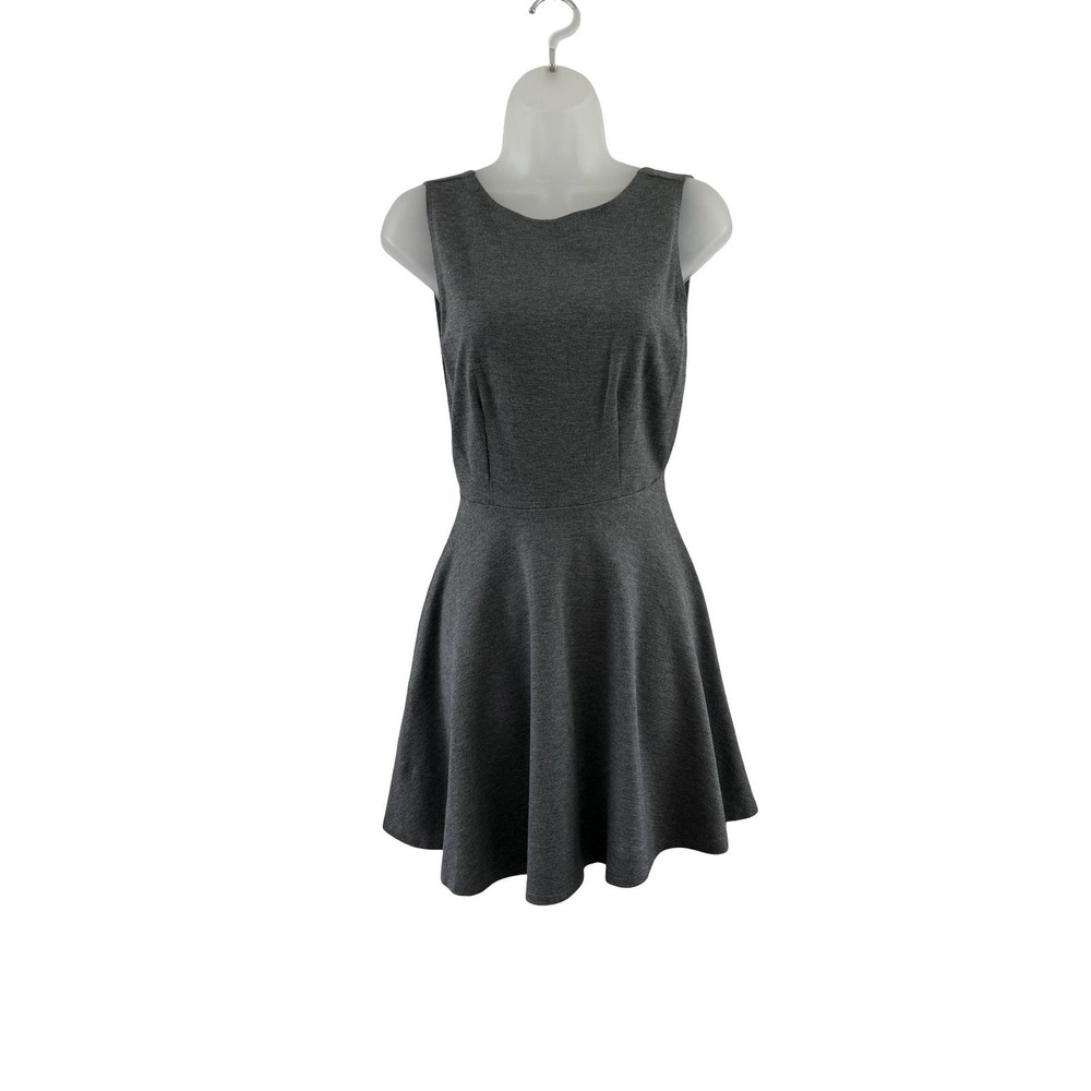American Apparel Dress Womens Large Heather Gray Ponte Skater Open Back Mini Y2K
